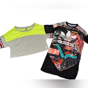 Adidas Floral Graphic Tee - Black and Multicolor